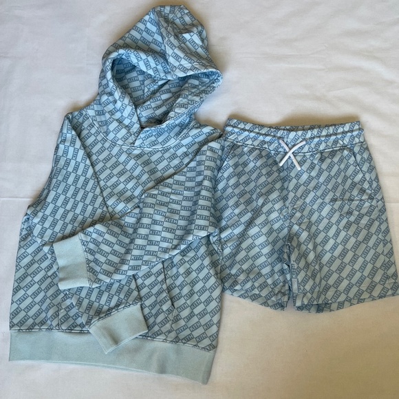 Kids Kith blue hoodie and short set